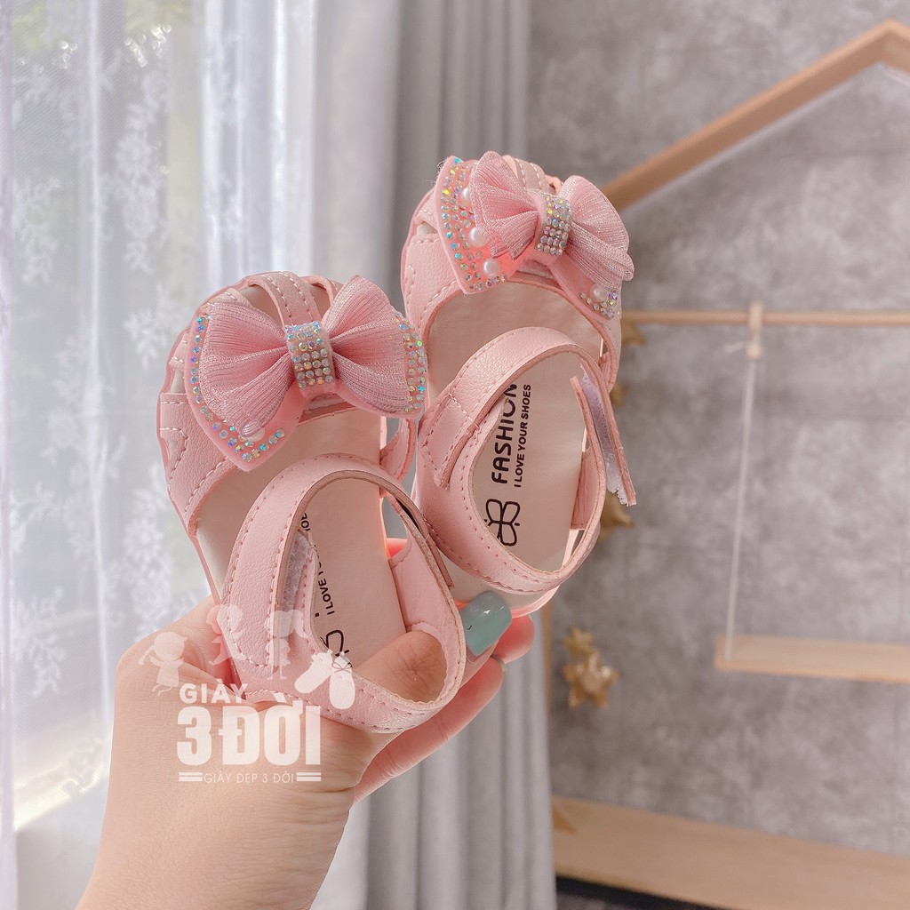 Sandal Giày Tập Đi Bé Gái 3DG09 GIAY3DOI Cho Chân Bé 11.5-15.5cm Siêu Nhẹ Công Chúa Tiểu Thư