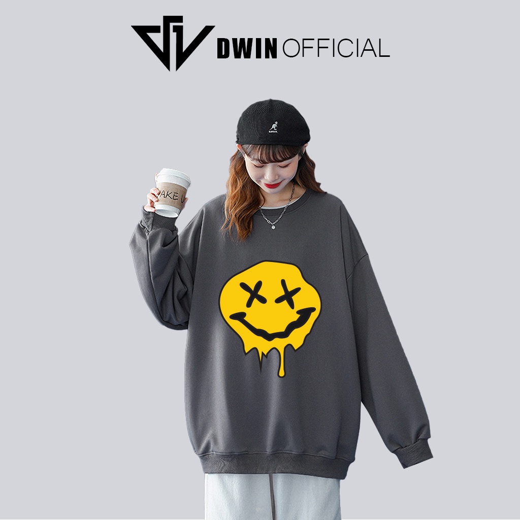 Áo sweater nỉ mặt Drew unisex DWIN basic nam nữ form rộng oversize local brand SP00111