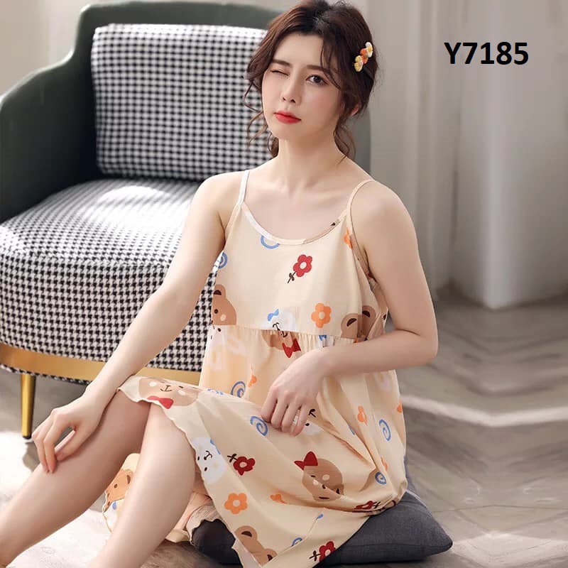 Y718619 - Đầm mặc nhà hai dây nữ hàng nhập - giá 140k