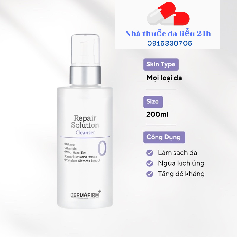 Dermafirm Repair Solution Cleanser 200ml - Sữa rửa mặt phục hồi, tái tạo da