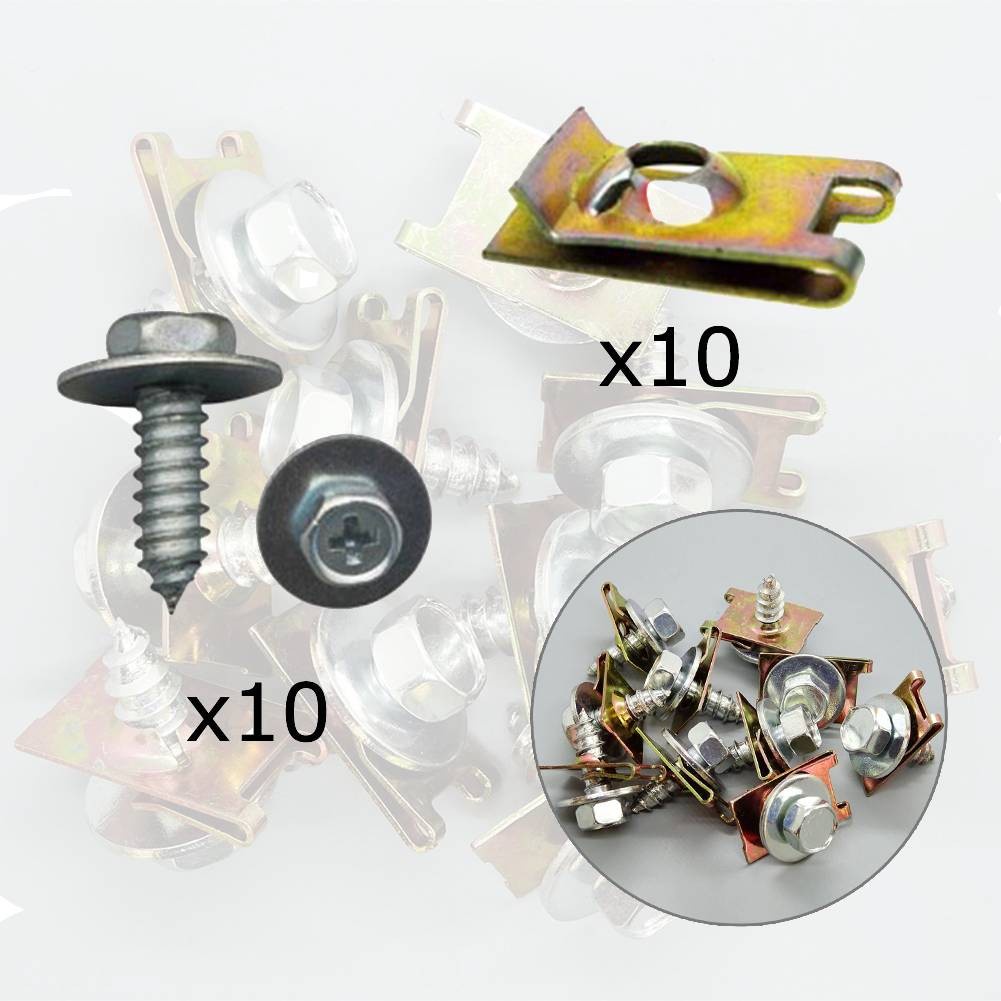 FENDER Set 10 Kẹp Ốc Vít Kim Loại Chuyên Dụng Cho BMW Opel Ford ,Screws