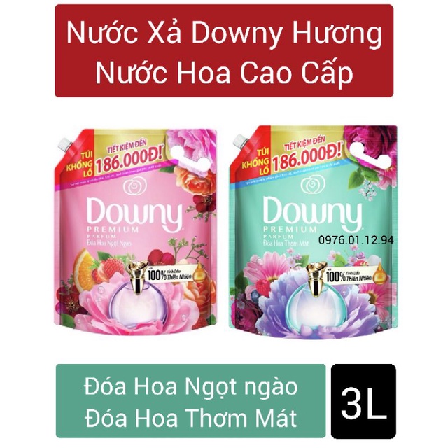 Nước Xả Vải Downy Hương Nước Hoa Cao Cấp Đóa Hoa Ngọt Ngào/Đóa Hoa Thơm Mát 3L.