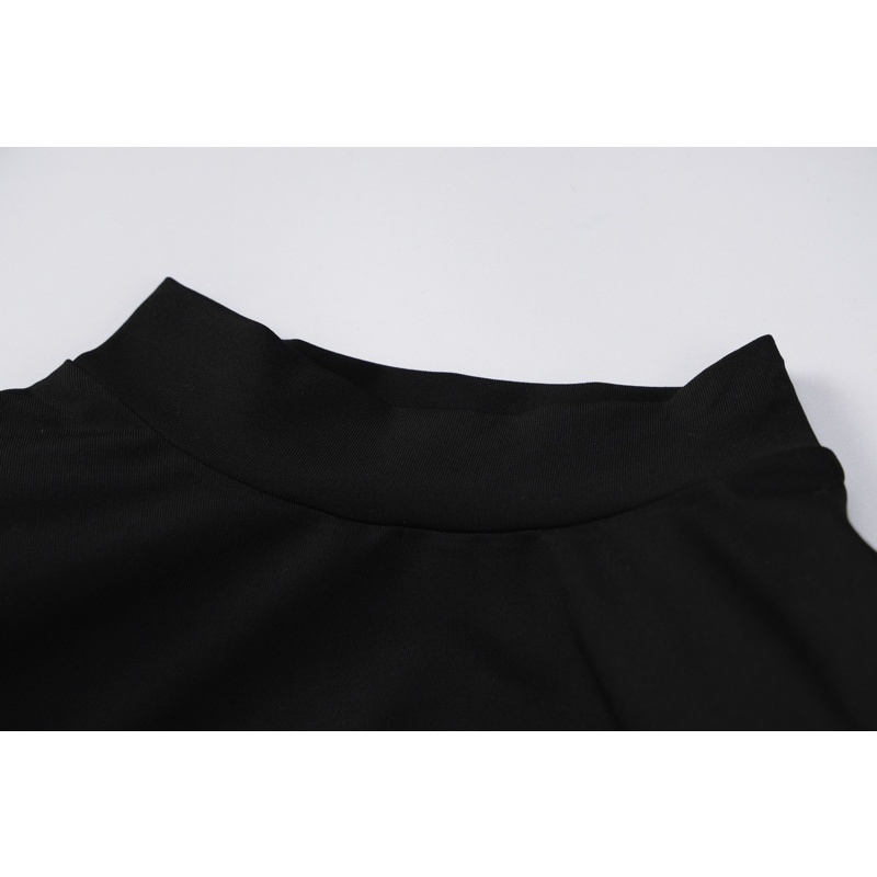 Bộ 2 Món Áo Crop Top Dài Tay + Chân Váy Xẻ Tà Lưng Cao D0315