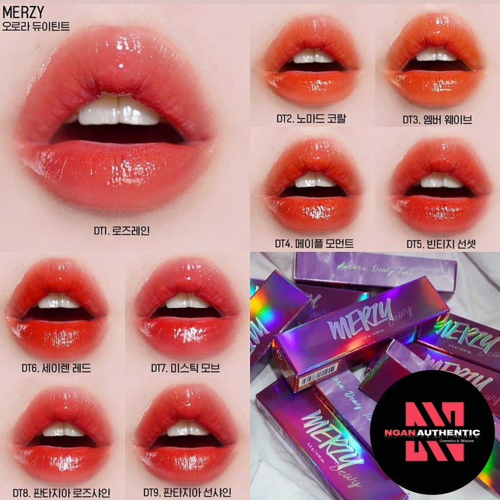 Son Tint Bóng Siêu Lì, Cho Đôi Môi Căng Mọng Merzy Aurora Dewy Tint 5.5g