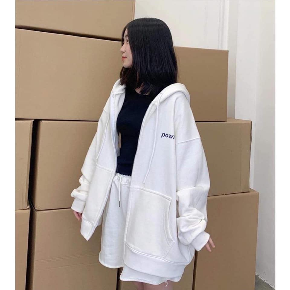 [SIÊU XINH]  Áo khoác hoodie nỉ bông POWR ulzzang đôi nam nữ form rộng dây kéo zip dày giá rẻ đẹp (Sỉ từ 5sp bấ | BigBuy360 - bigbuy360.vn