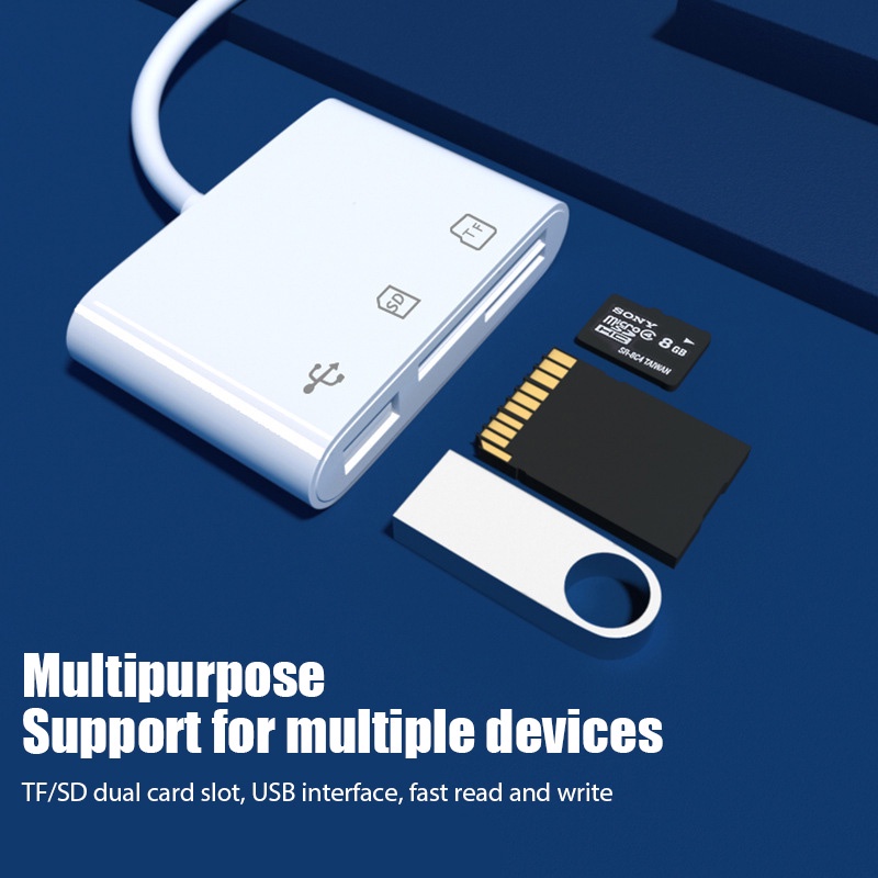 Đầu Đọc Thẻ Nhớ Đa Năng 3 Trong 1 Type-C Micro USB OTG USB 2.0 TF SD Cho Samsung Xiaomi Macbook