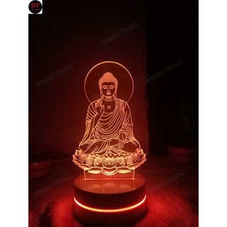 Đèn ngủ 3D - quà tặng hình phật a di đà ngồi đài sen