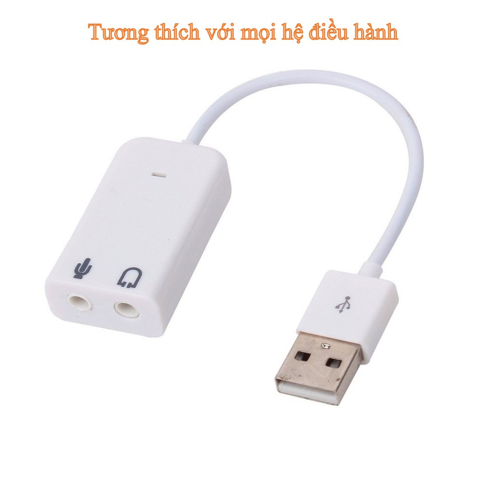 Bộ/ Cáp chuyển USB ra âm thanh 7.1 cổng ra 2 jack 3.5mm mic và audio