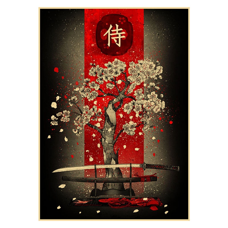 Tranh Treo Tường Họa Tiết Samurai Nhật Bản Trang Trí Nhà Cửa
