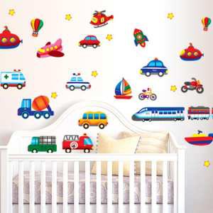 Decal dán tường phương tiện giao thông cho bé
