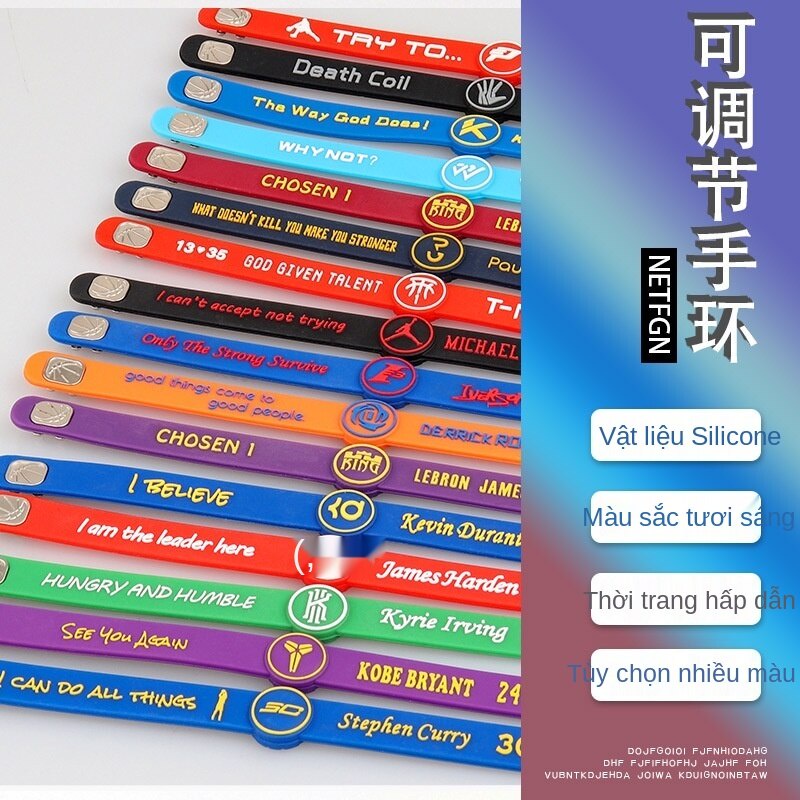 Vòng đeo tay thể thao từ silicon tùy chọn họa tiết tên vận động viên độc đáo