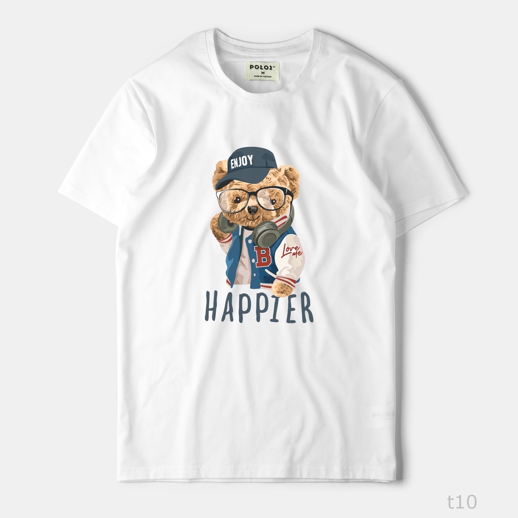 Áo thun nam phông trơn Polo1 cổ tròn tay ngắn cộc, vải 100% cotton cao cấp thoáng mát - BearHappier