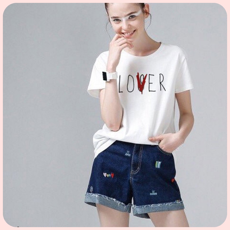Áo Thun Nữ Màu Trắng In Chữ LOVER LOSER
