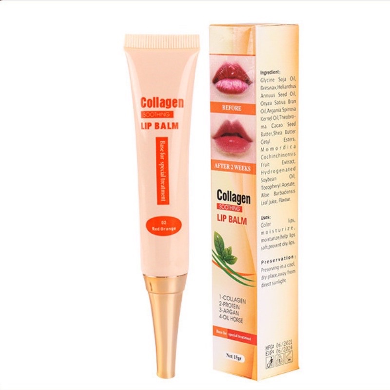 Dưỡng kích màu môi Collagen Lip Balm, son dưỡng có màu sau phun xăm thẩm mỹ ,check mã-Usa 15gram