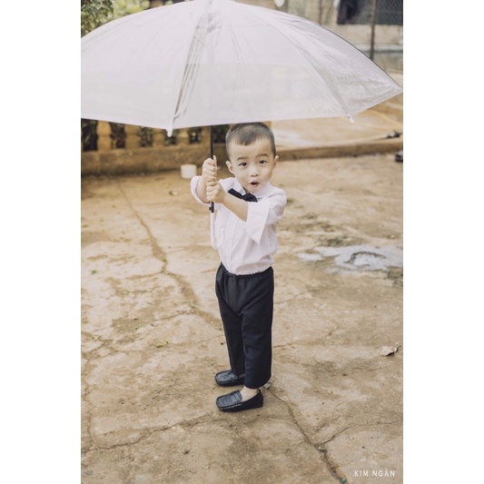 Sét áo somi quần đen cho bé 1 tuổi