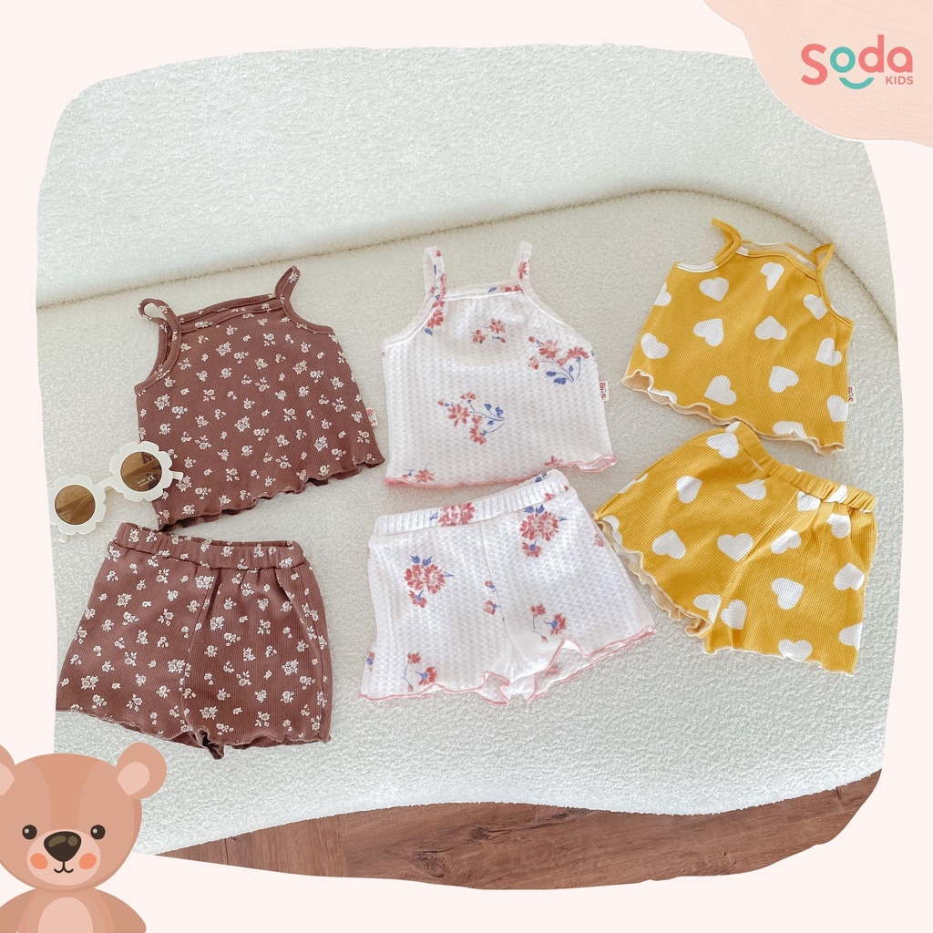 Bộ quần áo hai dây cho bé Tulip SODA KIDS kiểu viền sóng, co dãn mềm mãi