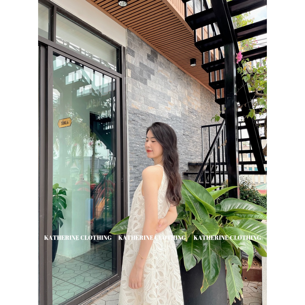 Váy ren cổ yếm, váy ren thiết kế - Katherine Clothing