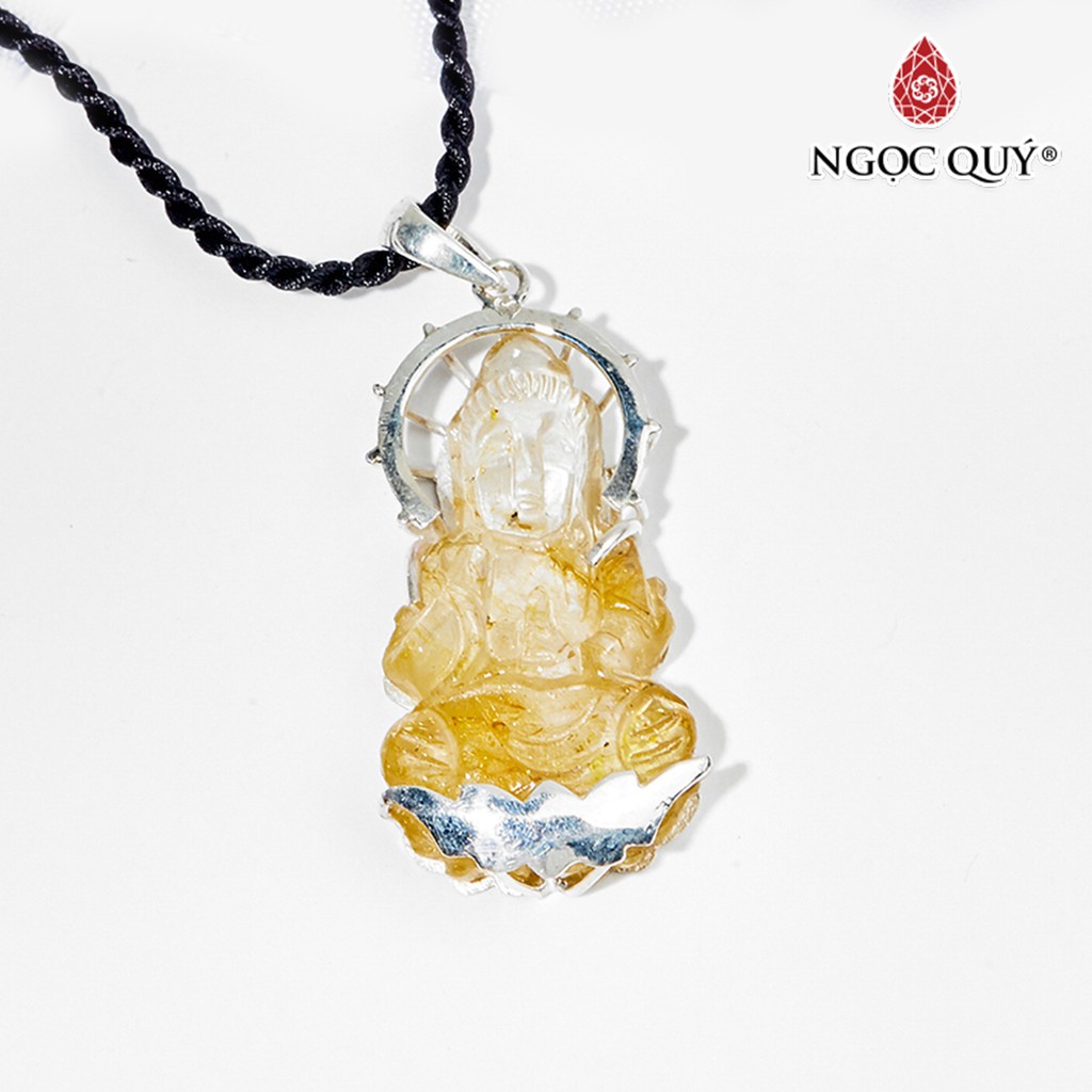 Mặt Dây Chuyền Phật Bà Quan Âm TA Tóc Vàng Bọc Bạc - Ngọc Quý