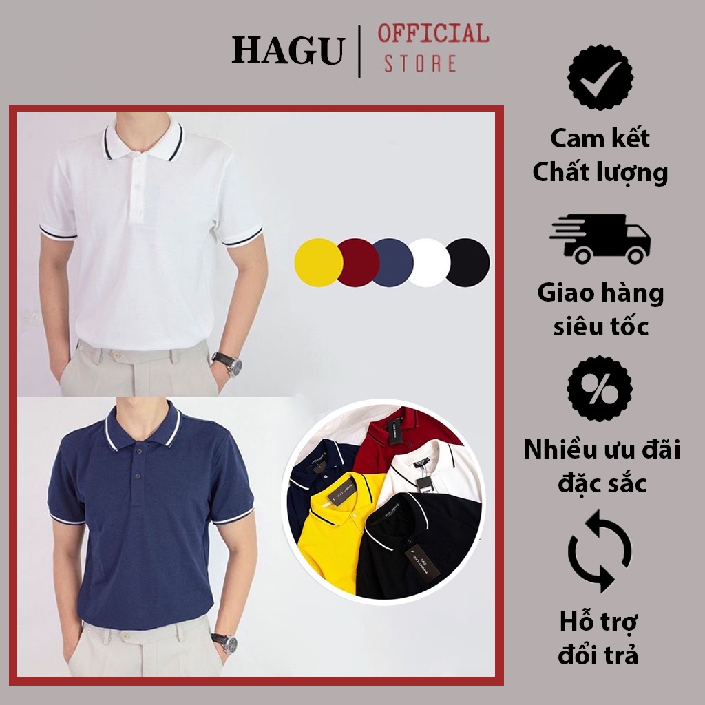 Áo Thun Polo Nam Nữ Cổ Trụ Chất Thun Cá Sấu Kẻ Viền Co Dãn 4 Chiều Hàn Quốc Phong Cách Ulzzang