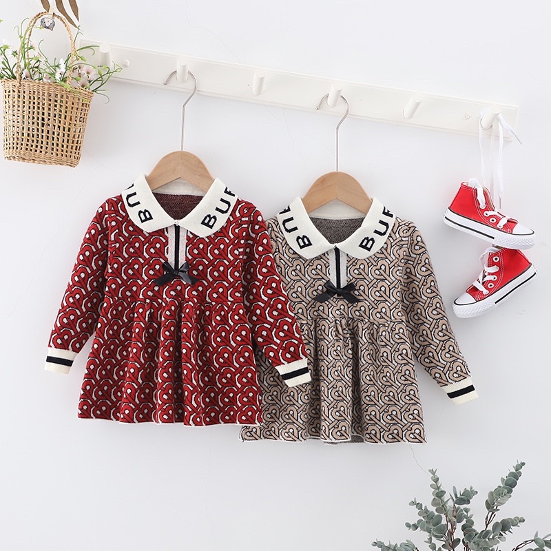 Đầm Dệt Kim Burberry Nhập Khẩu Cao Cấp Cho Bé Gái