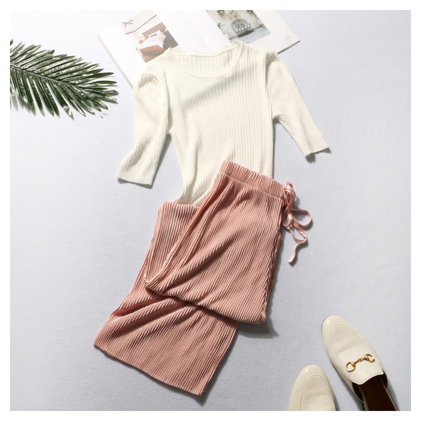 Quần ống rộng voan xếp ly nữ | BigBuy360 - bigbuy360.vn