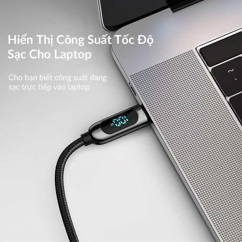 Dây Sạc Nhanh Dual Type-C Baseus Display Fast Charging Data Cable PD 100W, 20V/5A Dùng Cho Macbook, iPad Pro, Xiaomi