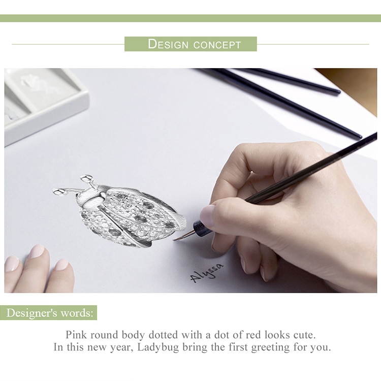 Hạt Phụ Kiện Bamoer Hình Bọ Rùa Đính Đá Nổi Bật Dễ Thương Làm Trang Sức