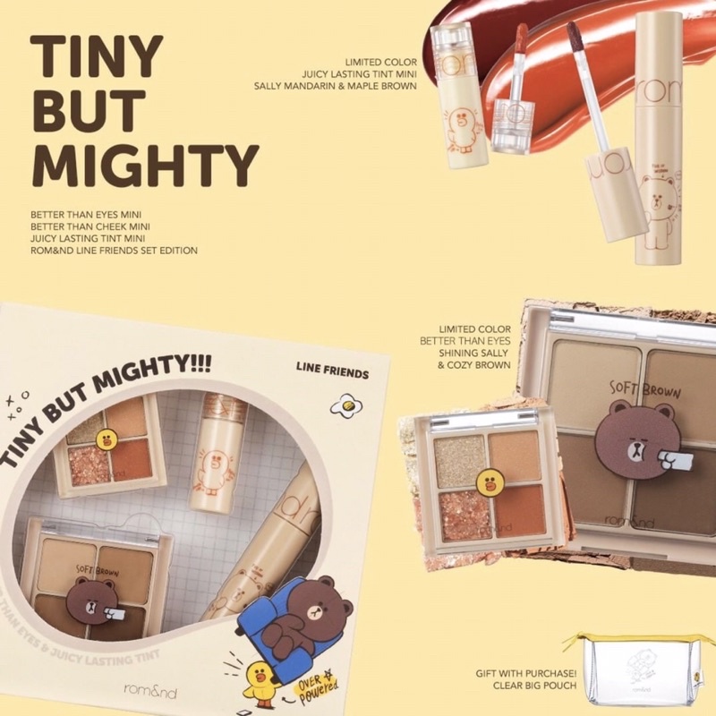 [LINE FRIENDS] Set 4 sản phẩm Romand Line Friends Edition Tiny But Mighty (Có Sẵn)