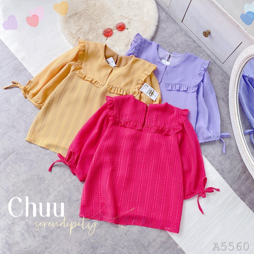 Áo sơ mi kiểu vạt vuông tay lửng CHUU A5560
