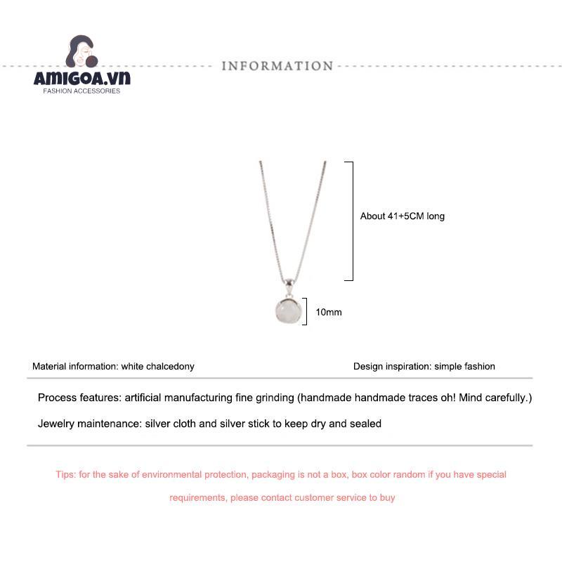 ✨✨Vòng cổ Mặt Tròn Trong Suốt Phối Đá Opal Trắng Thời Trang Cho Nữ