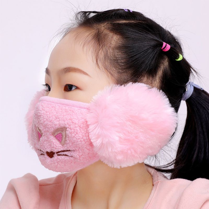 Bông Chụp Tai Chống Gió Bằng Vải Cotton Thêu Họa Tiết Hoạt Hình Dễ Thương