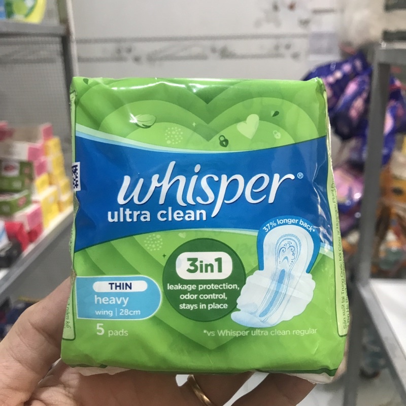 Băng Vệ Sinh Whisper Siêu Mỏng Cánh Ngày Nhiều 5 Miếng 28cm