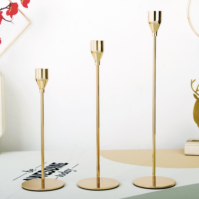Bộ 3 Giá Đỡ Đèn Cầy Bằng Kim Loại Kiểu Trung Hoa Đơn Giản Trang Trí Nhà Cửa / Tiệc Cưới