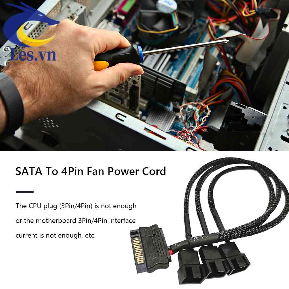 Cáp ChuyểN ĐổI QuạT TảN NhiệT SATA 1 Sang 3 4 5 4-Pin 12V Cho PC