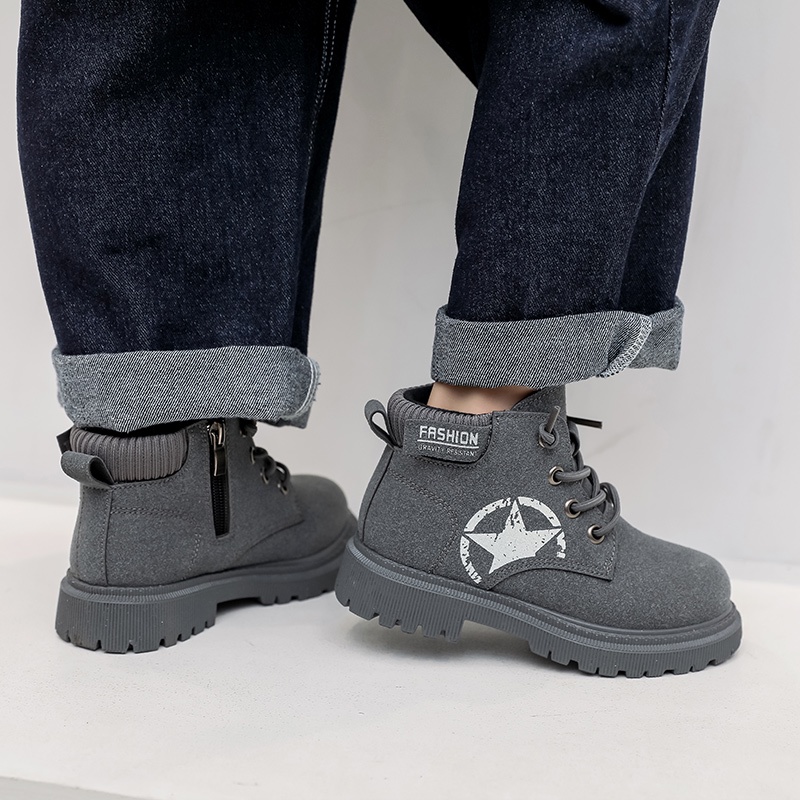 Giày Bốt Martin Bằng Da Bò Chống Trượt Chống Trơn Thời Trang Hàn Quốc Cho Trẻ Em