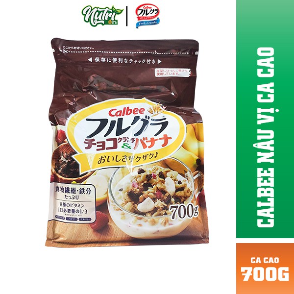 Ngũ cốc trái cây Calbee Nhật Bản màu nâu ca cao túi 700g