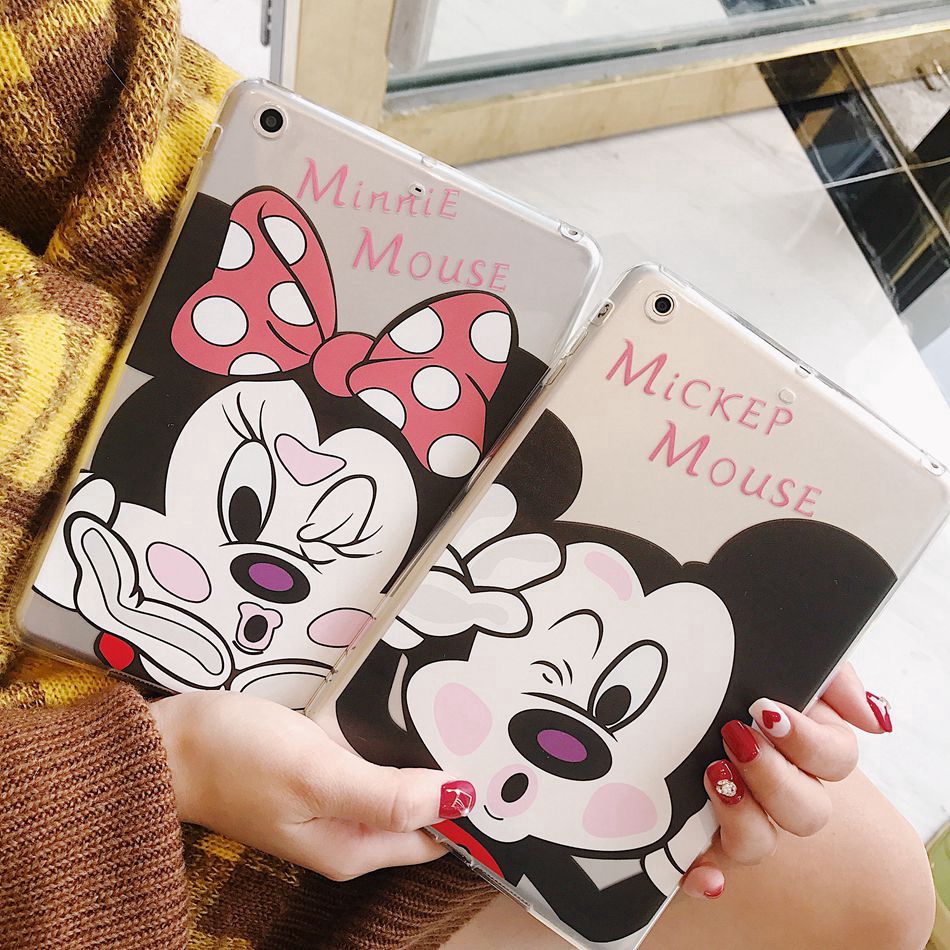 For iPad Air 2 Mini 2 3 4 5 iPad 6 Pro 11 Air3/Pro 10.5 Case Cute Mickey Minnie Pattern Transparent Cover