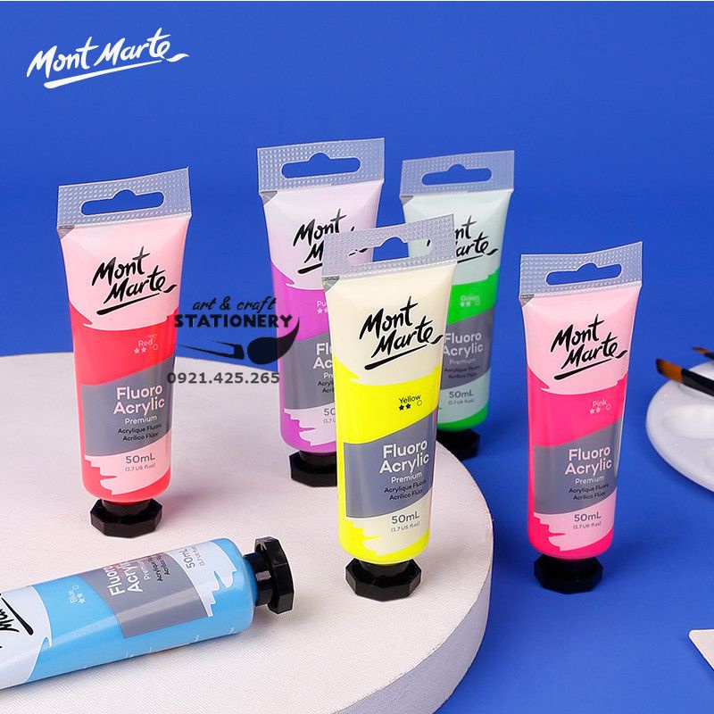 Màu lẻ acrylic dạ quang phát sáng Mont Marte Fluoro Acrylic Paint Màu acylic Mont Marte FLUORO PREMIUM - 50ml [ Statione