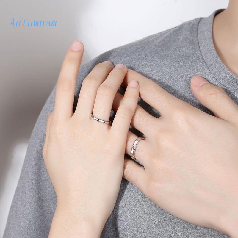 Set 1 Cặp Nhẫn Hở Mạ Bạc Có Thể Điều Chỉnh Kích Cỡ Dành Cho Cặp Đôi