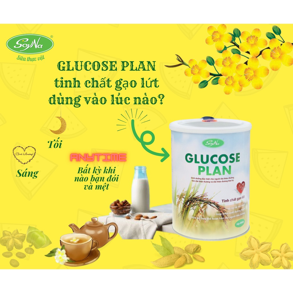 Sữa Cho người tiểu đường - Sữa Glucose Plan  SoyNa- Bữa ăn thay thế hoàn hảo cho người đái tháo đường - hộp 800g