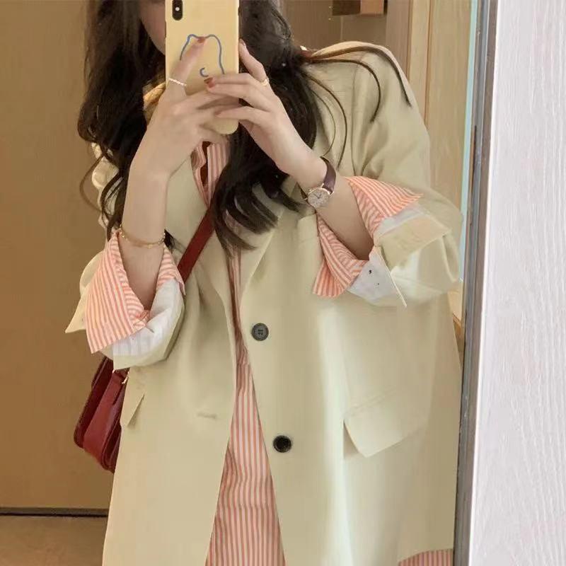 Áo Sơ Mi Chống Nắng Họa Tiết Kẻ Sọc Màu Cam Phong Cách Vintage Thời Trang Mùa Hè Cho Nữ