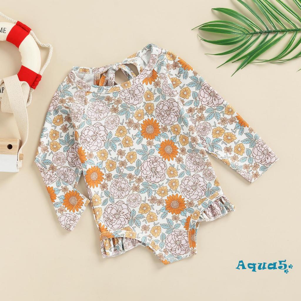 Bộ Đồ Bơi Một Mảnh Tay Dài Cổ Tròn In Hình Trái Tim/Hoa Màu Trắng/Đỏ/Cam Dành Cho Nữ