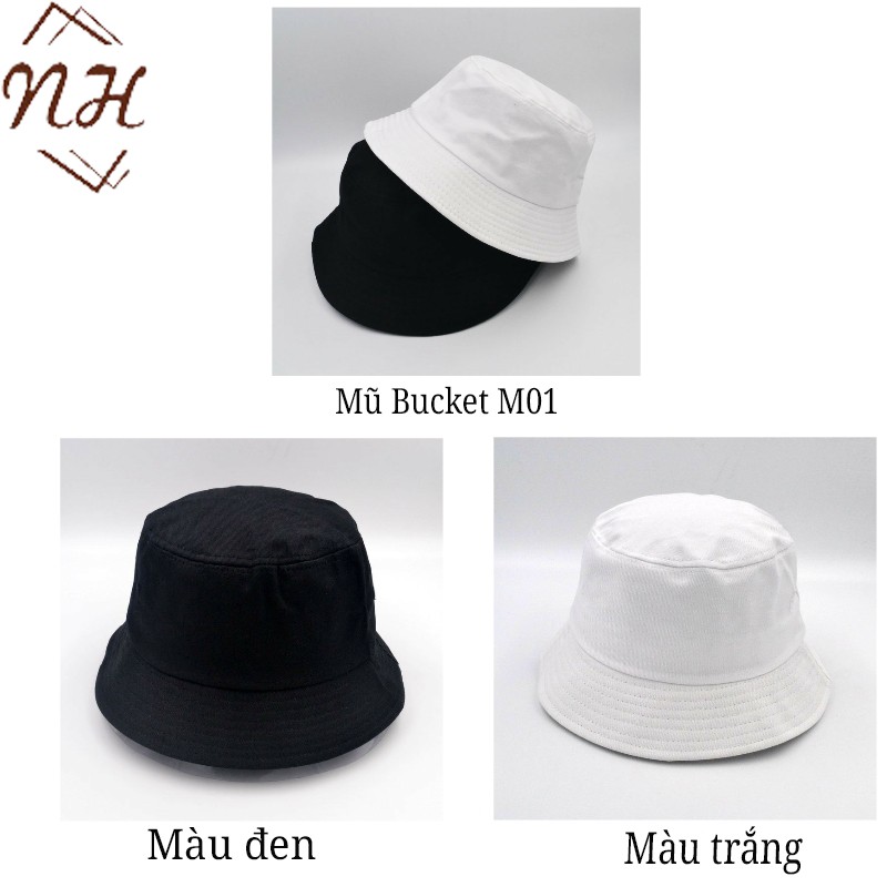 Mũ bucket trơn nam nữ vành tròn GD vải đẹp - ẢNH THẬT - Nón bucket trơn M01