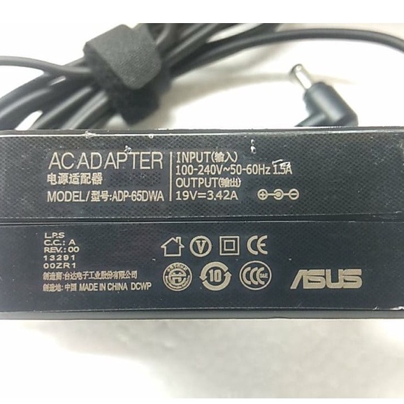 Sạc laptop Asus vuông Zin,Sạc Asus 19v 3,42A (65W),Chân thường to - Chân sạc 5.5mm-2.5mm