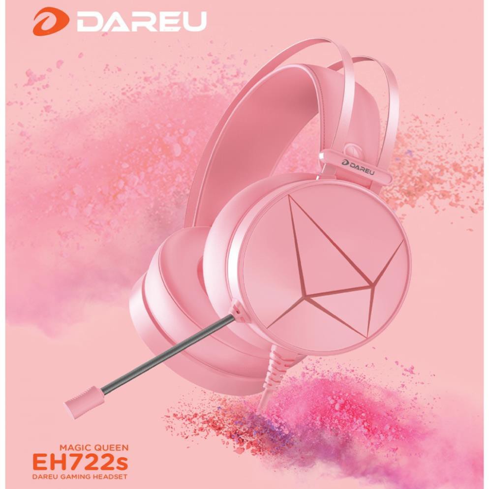 Tai Nghe Gaming DAREU EH722s Pink Âm Thanh 7.1 Jack USB - Tai Nghe Màu Hồng Led RGB - CHÍNH HÃNG DAREU