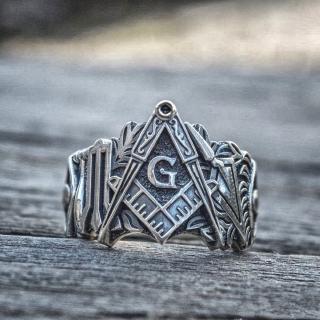 Nhẫn Nam Chạm Khắc Biểu Tượng Freemasonry