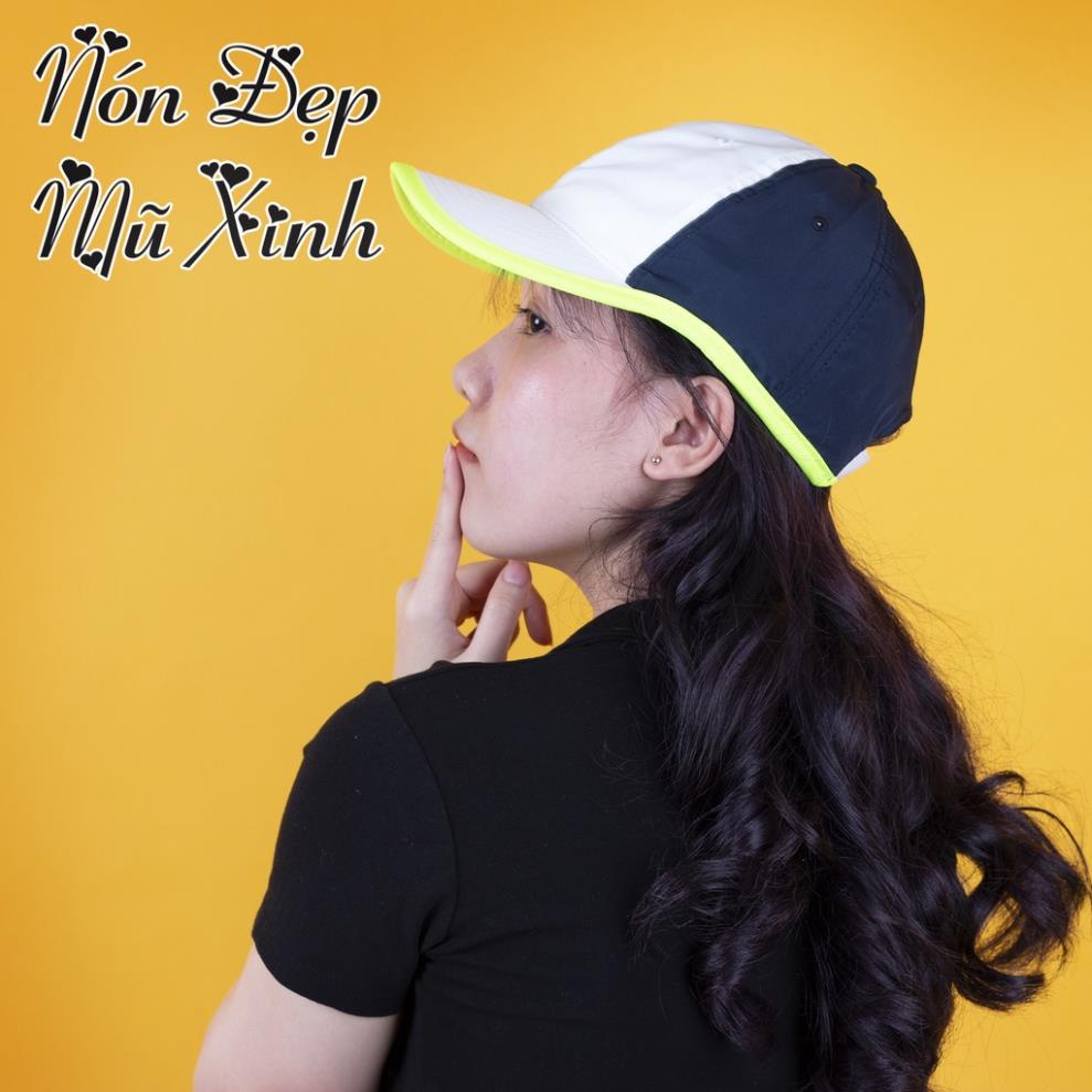 Nón lưỡi trai La coste chất dù gió siêu nhẹ cao cấp,nón kết dù,màu trắng phối xanh đen viền xanh neon