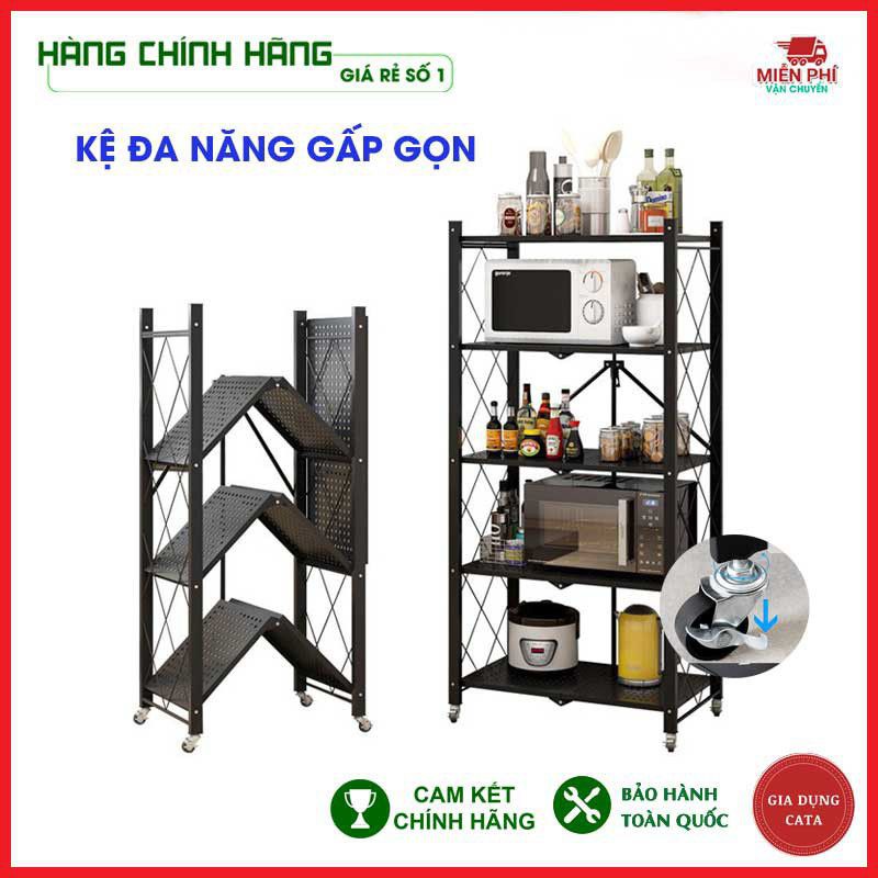 🔥Freeship👌KỆ BẾP - KỆ LÒ VI SÓNG THÉP CARBON KHÔNG GỈ CÓ BÁNH XE GẤP GỌN ( BẢO HÀNH 6 THÁNG)