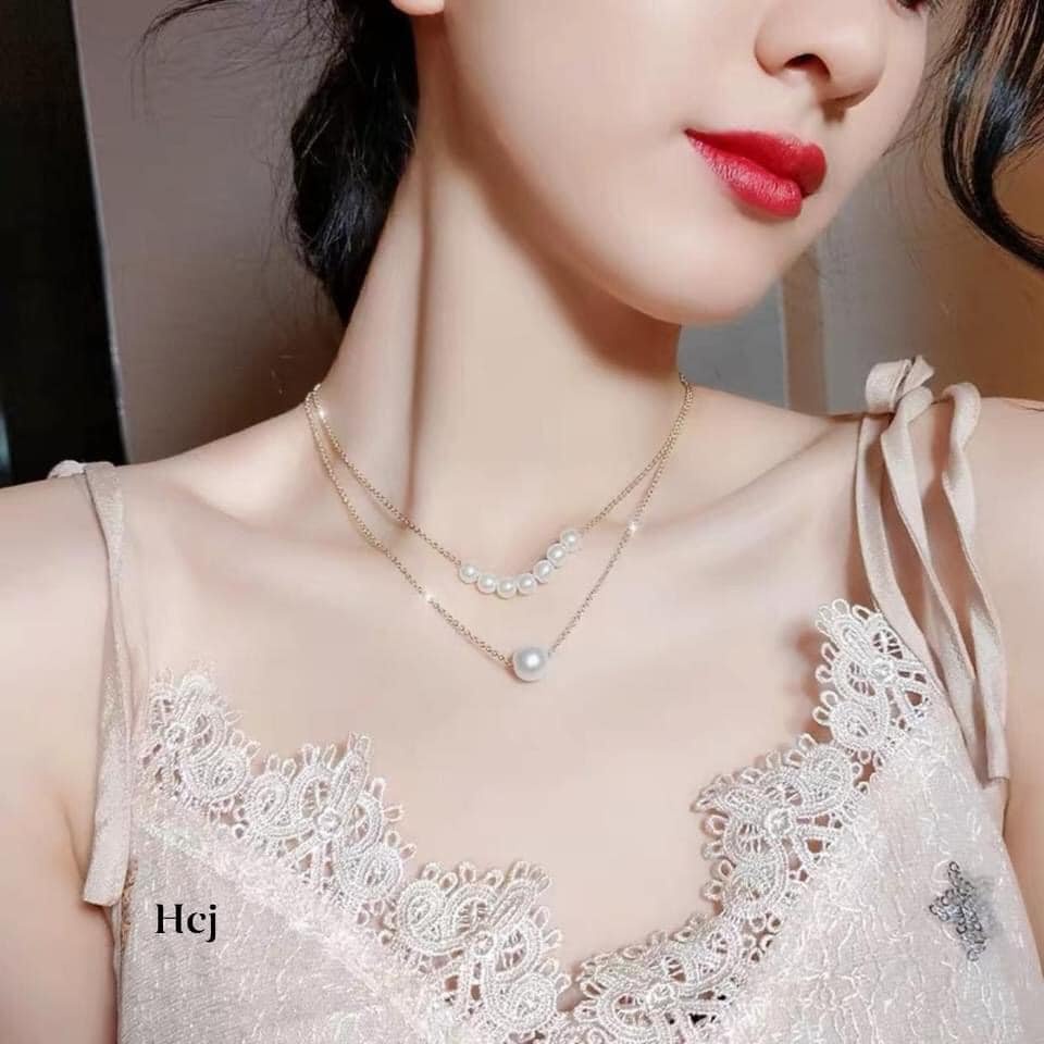 Dây chuyền đôi đính hạt xinh xắn sang chảnh LINH MIU SILVER
