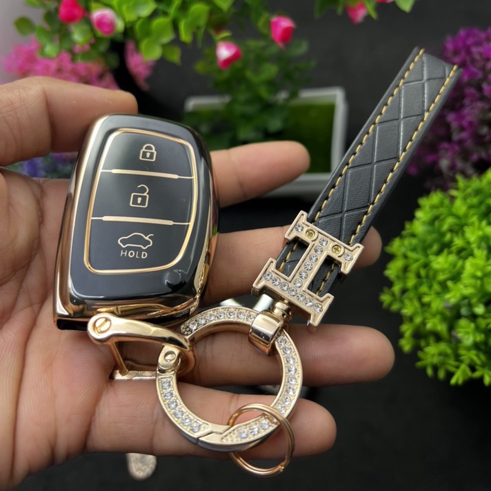 Bọc chìa khoá Đen -vàng xe ô tô Hyundai i10, Tucson, Elantra. chìa thông minh Smart Key
